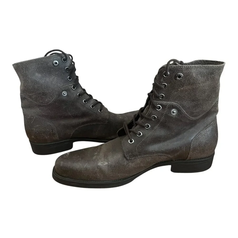 ASTON GREY Collection Brooklyn Gray Leather Combat Boots size 12